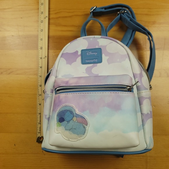 Disney Loungefly Mini Backpack Stitch Clouds Pastel Purple Blue - Picture 8 of 9